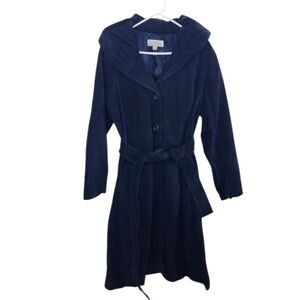 Women's Vintage Bradley Bayou Navy Blue 100% Leather Jacket , Trench Coat Sz 1X